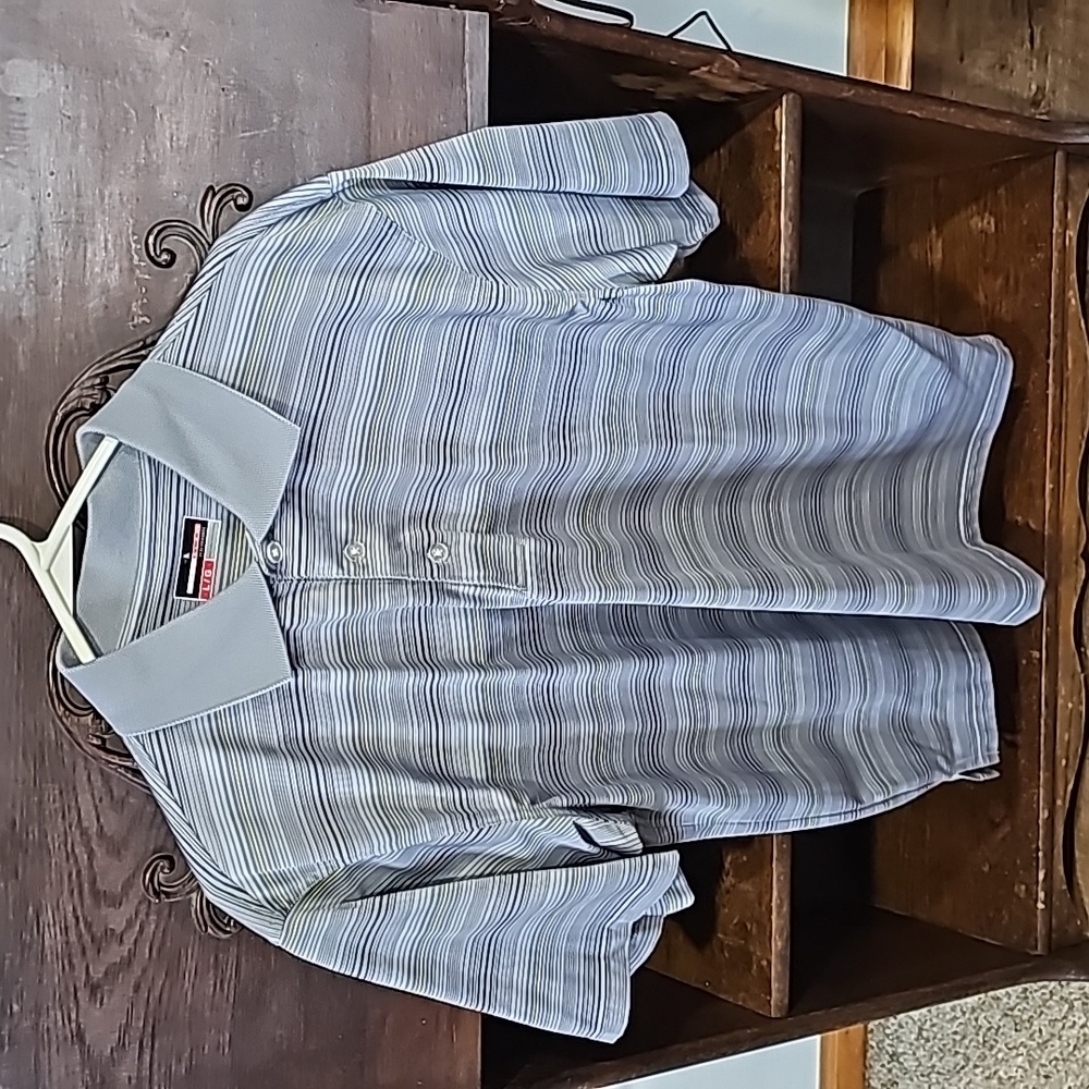Grand Slam Men's L Performance Golf Shirt Gray & yellow stripes